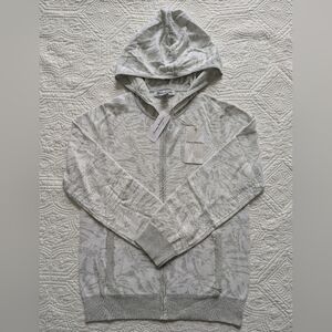 Tommy Bahama Gray Leaf Print Zip Up Hoodie W/ Pockets